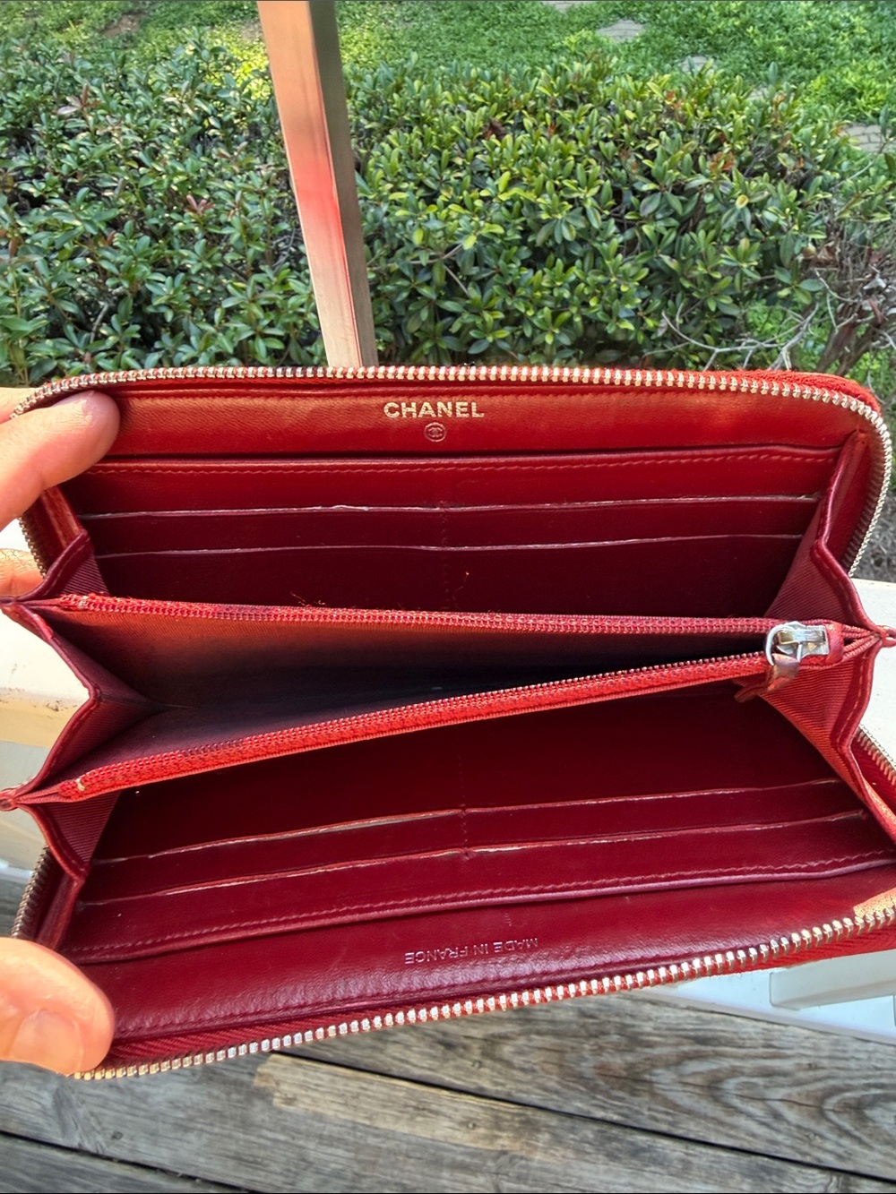 CHANEL Authenticated Quilted Caviar Leather Zip-Around Wallet in Burgundy/red - Picture 11 of 17